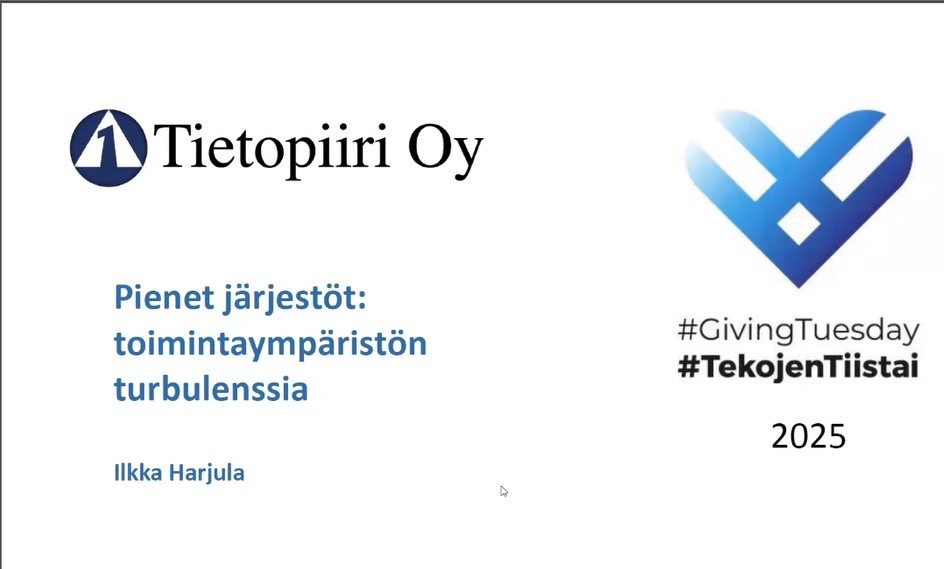 Pienet järjestöt: toimintaympäristön turbulenssia. TietoPiirin tekojentiistai koulutusvideo 2025
